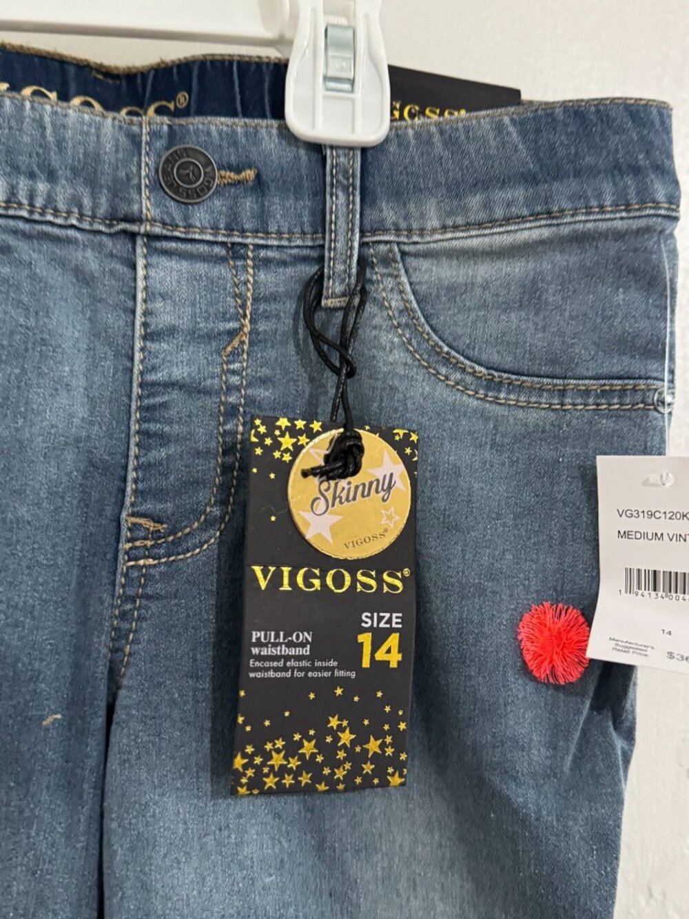 Vigoss Womens Stretch Denim Skinny Jeans With Pom-Pom Details Size 14 Medium Was - Picture 2 of 8